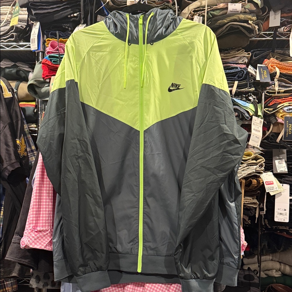 Nike Men's Lime and Dark Gray Windbreaker